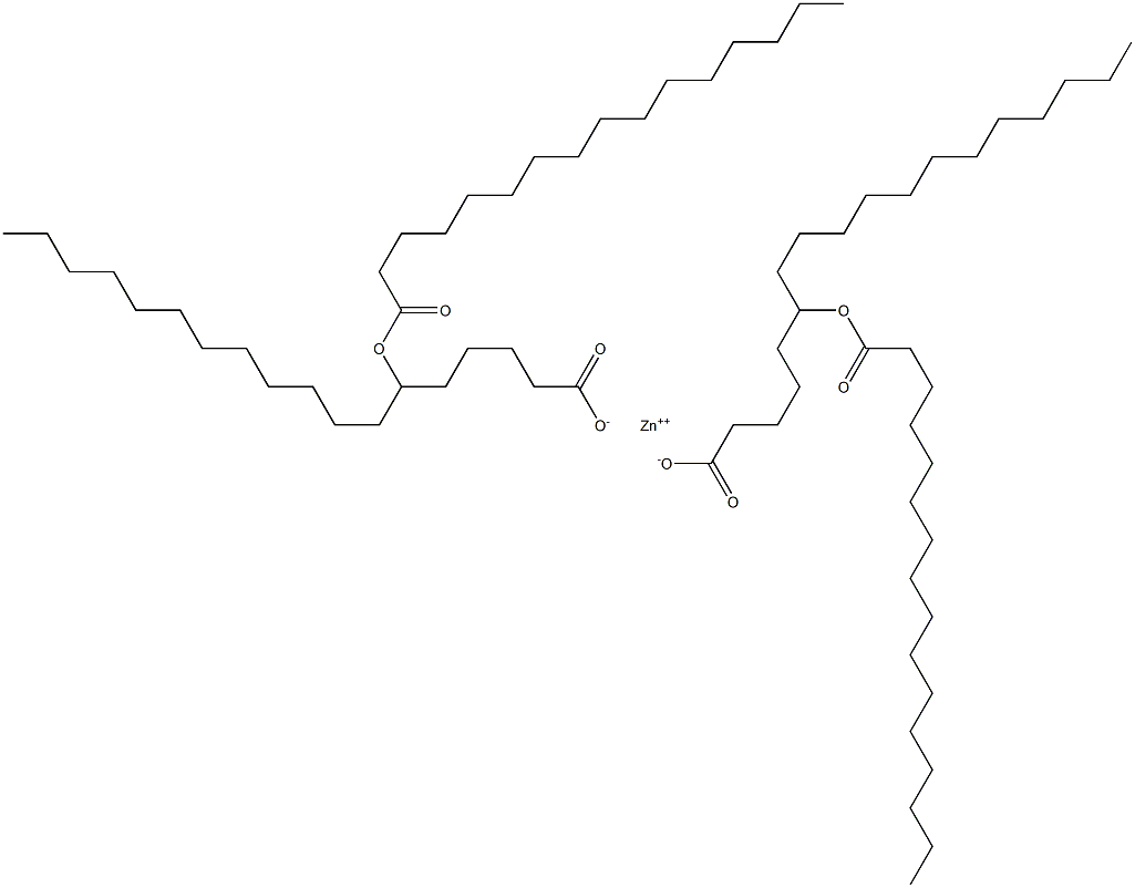 Bis(6-palmitoyloxyoctadecanoic acid)zinc salt Struktur