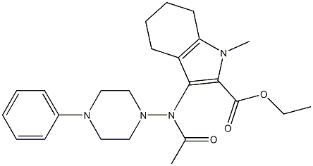 1-Methyl-3-[(4-phenylpiperazin-1-yl)acetylamino]-4,5,6,7-tetrahydro-1H-indole-2-carboxylic acid ethyl ester Struktur