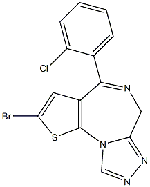 2-Bromo-4-(o-chlorophenyl)-6H-thieno[3,2-f][1,2,4]triazolo[4,3-a][1,4]diazepine Struktur