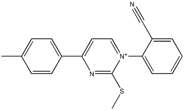 1-(2-Cyanophenyl)-4-(4-methylphenyl)-2-methylthio-1-pyrimidinium Struktur