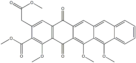 2-(Methoxycarbonyl)-3-[(methoxycarbonyl)methyl]-1,12,13-trimethoxy-5,14-pentacenedione Struktur