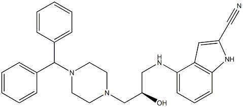 (+)-4-[(R)-3-(4-Diphenylmethylpiperazine-1-yl)-2-hydroxypropylamino]-1H-indole-2-carbonitrile Struktur