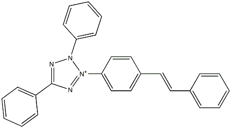 2,5-Diphenyl-3-[4-(2-phenylethenyl)phenyl]-2H-tetrazol-3-ium Struktur