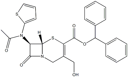 (7R)-3-(Hydroxymethyl)-7-[(2-thienyl)acetylamino]cepham-3-ene-4-carboxylic acid benzhydryl ester Struktur