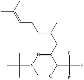 3,6-Dihydro-3-(tert-butyl)-5-(2,6-dimethyl-5-heptenyl)-6-trifluoromethyl-2H-1,3,4-oxadiazine Struktur