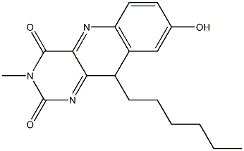 3-Methyl-10-hexyl-8-hydroxypyrimido[5,4-b]quinoline-2,4(3H,10H)-dione Struktur