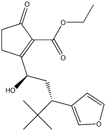 5-Oxo-2-[(1R,3S)-4,4-dimethyl-1-hydroxy-3-(3-furyl)pentyl]-1-cyclopentene-1-carboxylic acid ethyl ester Struktur