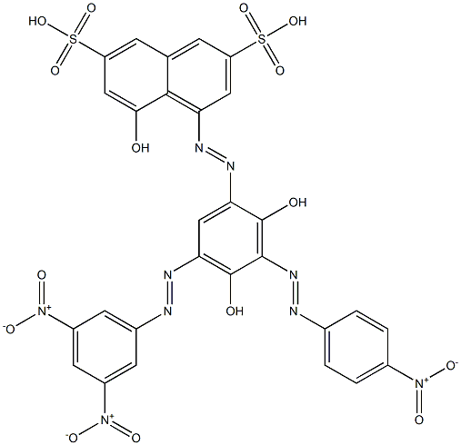 4-[[5-[(3,5-Dinitrophenyl)azo]-2,4-dihydroxy-3-[(4-nitrophenyl)azo]phenyl]azo]-5-hydroxy-2,7-naphthalenedisulfonic acid Struktur