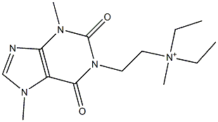 N,N-Diethyl-2-[(3,7-dimethyl-2,6-dioxo-1,2,3,6-tetrahydro-7H-purin)-1-yl]-N-methylethanaminium Struktur