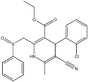 5-Cyano-1,4-dihydro-6-methyl-2-[phenylsulfinylmethyl]-4-(2-chlorophenyl)pyridine-3-carboxylic acid ethyl ester Struktur