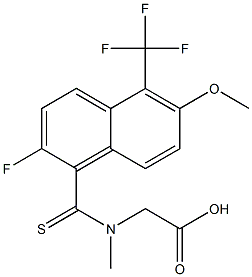 [N-[[2-Fluoro-6-methoxy-5-trifluoromethyl-1-naphthalenyl]thiocarbonyl]-N-methylamino]acetic acid Struktur