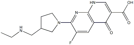 6-Fluoro-1,4-dihydro-4-oxo-7-(3-ethylaminomethyl-1-pyrrolidinyl)-1,8-naphthyridine-3-carboxylic acid Struktur