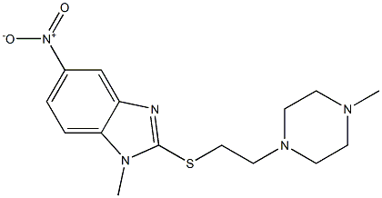 1-Methyl-2-[2-(4-methyl-1-piperazinyl)ethylthio]-5-nitro-1H-benzimidazole Struktur