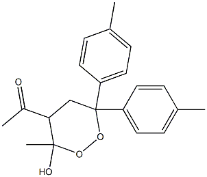 3-Methyl-4-acetyl-6,6-bis(4-methylphenyl)-1,2-dioxane-3-ol Struktur