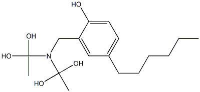 2-[Bis(1,1-dihydroxyethyl)aminomethyl]-4-hexylphenol Struktur