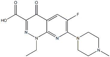 6-Fluoro-1-ethyl-7-(4-methylpiperazino)-1,4-dihydro-4-oxopyrido[2,3-c]pyridazine-3-carboxylic acid Struktur