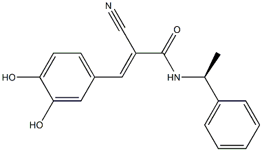 2-Cyano-3-(3,4-dihydroxyphenyl)-N-[(S)-1-phenylethyl]acrylamide Struktur