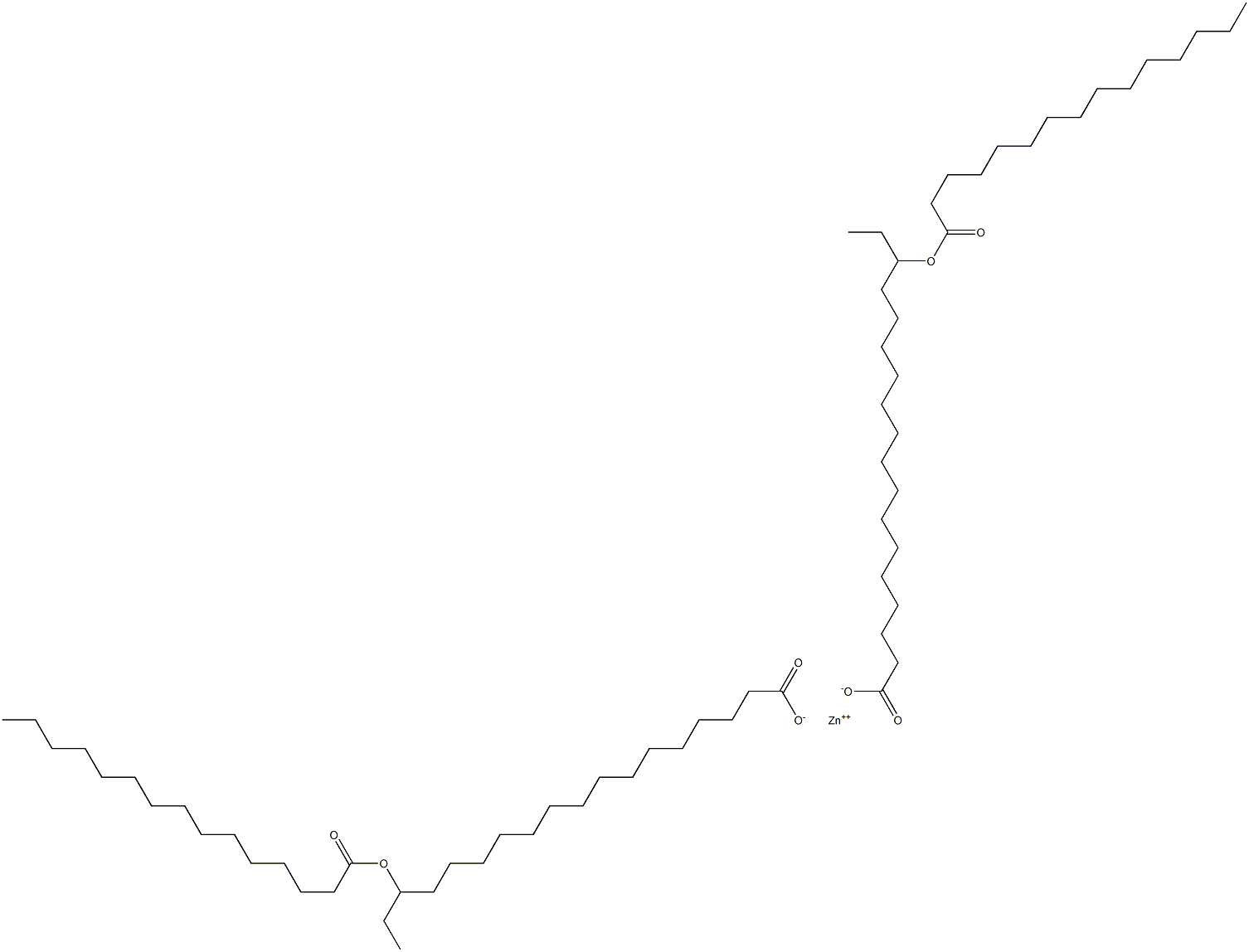 Bis(16-pentadecanoyloxyoctadecanoic acid)zinc salt Struktur