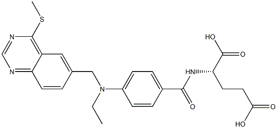 N-[4-[[(4-Methylthioquinazolin-6-yl)methyl]ethylamino]benzoyl]-L-glutamic acid Struktur