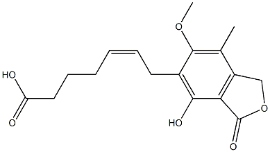 5-[(Z)-6-Carboxy-2-hexen-1-yl]-1,3-dihydro-4-hydroxy-6-methoxy-7-methylisobenzofuran-3-one Struktur