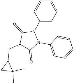 4-[(2,2-Dimethylcyclopropyl)methyl]-1,2-diphenyl-3,5-pyrazolidinedione Struktur