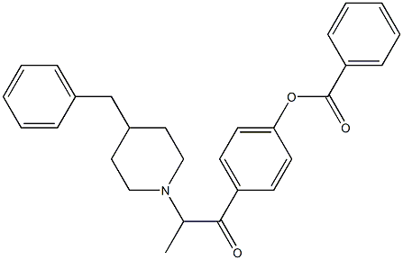 Benzoic acid p-[2-(4-benzyl-1-piperidinyl)propionyl]phenyl ester Struktur