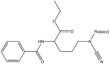 2-Benzoylamino-5-(nitrosocyanoamino)valeric acid ethyl ester Struktur