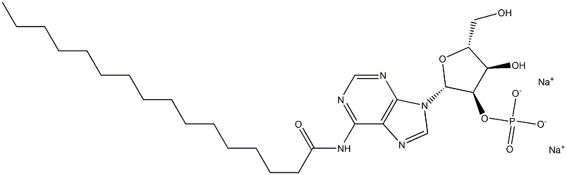 N-Palmitoyladenosine-2'-phosphoric acid disodium salt Struktur