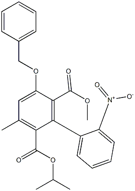 3-Methyl-5-benzyloxy-6-methoxycarbonyl-2'-nitro-1,1'-biphenyl-2-carboxylic acid isopropyl ester Struktur