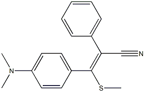 3-Methylthio-3-(4-dimethylaminophenyl)-2-phenylacrylonitrile Struktur