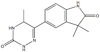 3,3-Dimethyl-5-[(2,3,4,5-tetrahydro-5-methyl-3-oxo-1,2,4-triazin)-6-yl]-1H-indol-2(3H)-one Struktur