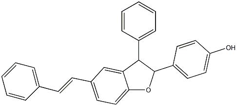 2,3-Dihydro-2-(4-hydroxyphenyl)-3-(phenyl)-5-[(E)-2-(phenyl)ethenyl]benzofuran Struktur