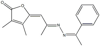 5-[2-[2-(1-Phenylethylidene)hydrazono]propylidene]-3,4-dimethylfuran-2(5H)-one Struktur