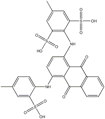 5-Methyl-2-[[4-(4-methyl-2-sulfoanilino)-1-anthraquinonyl]amino]-1,3-benzenedisulfonic acid Struktur