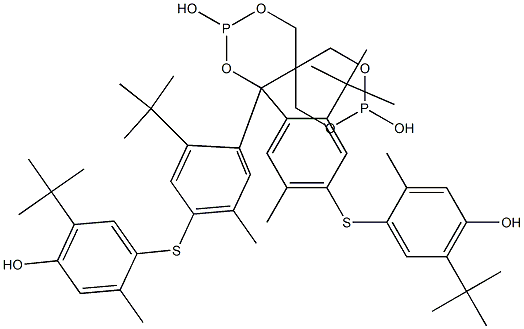 1,1-Bis[4-[(5-tert-butyl-4-hydroxy-2-methylphenyl)thio]-2-tert-butyl-5-methylphenyl]-2,4,8,10-tetraoxa-3,9-diphosphaspiro[5.5]undecane-3,9-diol Struktur