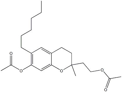 7-Acetoxy-6-hexyl-3,4-dihydro-2-methyl-2H-1-benzopyran-2-ethanol acetate Struktur