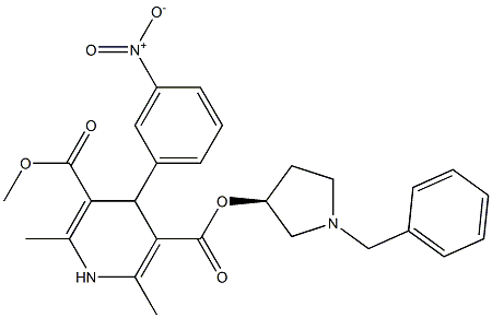 2,6-Dimethyl-4-(3-nitrophenyl)-1,4-dihydropyridine-3,5-dicarboxylic acid 3-methyl 5-[(3S)-1-benzylpyrrolidin-3-yl] ester Struktur