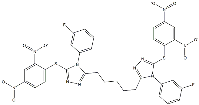 5,5'-(1,5-Pentanediyl)bis[4-(3-fluorophenyl)-3-(2,4-dinitrophenylthio)-4H-1,2,4-triazole] Struktur