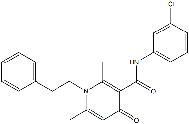 N-(3-Chlorophenyl)-1-phenethyl-2,6-dimethyl-4-oxo-1,4-dihydro-3-pyridinecarboxamide Struktur