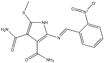 2-[(o-Nitrobenzylidene)amino]-5-(methylthio)-1H-pyrrole-3,4-dicarboxamide Struktur