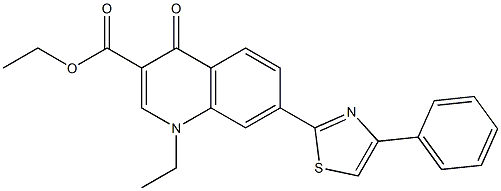 1,4-Dihydro-1-ethyl-4-oxo-7-(4-phenylthiazol-2-yl)quinoline-3-carboxylic acid ethyl ester Struktur