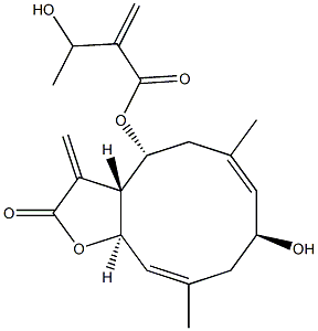 (3aR,4R,6E,8S,10E,11aR)-3a,4,5,8,9,11a-Hexahydro-4-[2-(1-hydroxyethyl)acryloyloxy]-6,10-dimethyl-3-methylene-8-hydroxycyclodeca[b]furan-2(3H)-one Struktur