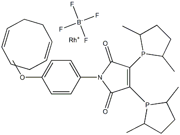 (-)-2,3-Bis[(2R,5R)-2,5-dimethylphospholanyl]-N-[4-methoxyphenyl]maleic imide(1,5-cyclooctadiene)rhodium(I) tetrafluoroborate Struktur