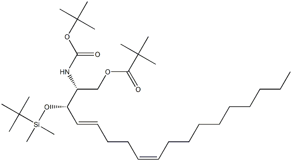 (2R,3S,4E,8Z)-2-((tert-Butoxycarbonyl)amino)-3-((tert-butyldimethylsilyl)oxy)octadeca-4,8-dien-1-yl Pivalate Struktur