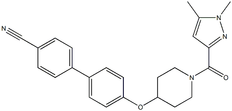 4'-((1-[(1,5-DIMETHYL-1H-PYRAZOL-3-YL)CARBONYL]PIPERIDIN-4-YL)OXY)BIPHENYL-4-CARBONITRILE Struktur