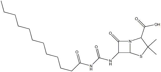 3,3-dimethyl-6-(3-lauroylureido)-7-oxo-4-thia-1-azabicyclo(3,2,0)heptane-2-carboxylic acid Struktur