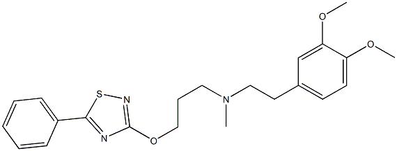 3-(3-(N-(2-(3,4-dimethoxyphenyl)ethyl)-N-methylamino)propyloxy)-5-phenyl-1,2,4-thiadiazole Struktur