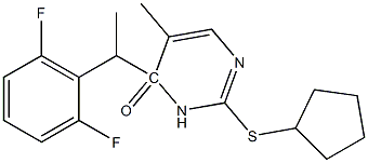 2-(cyclopentylthio)-4-(1-(2,6-difluorophenyl)ethyl)-3,4-dihydro-5-methylpyrimidin-4(3H)-one Struktur