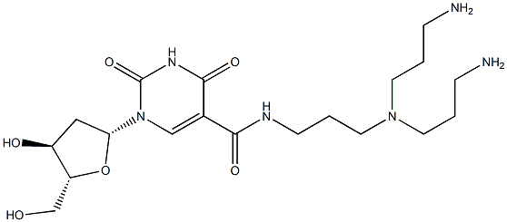 5-(N-(3-(N,N-bis(3-aminopropyl)amino)propyl)carbamoyl)-2'-deoxyuridine Struktur