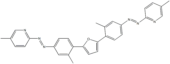 2,5-bis(2-methyl-4-(5-methyl-2-pyridyimino)aminophenyl)furan Struktur